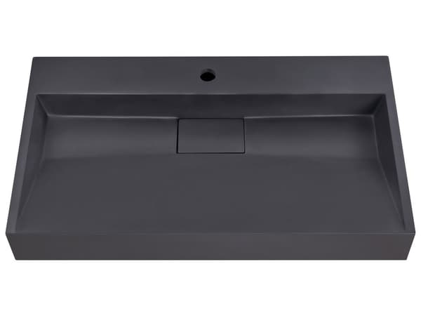 Håndvask til badeværelsesophæng sort mat støbt mineral 80 x 46 cm rektangulær