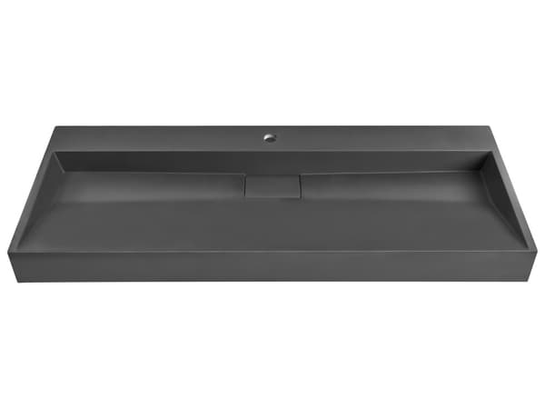 Håndvask til badeværelsesophæng sort mat støbt mineral 120 x 46 cm rektangulær