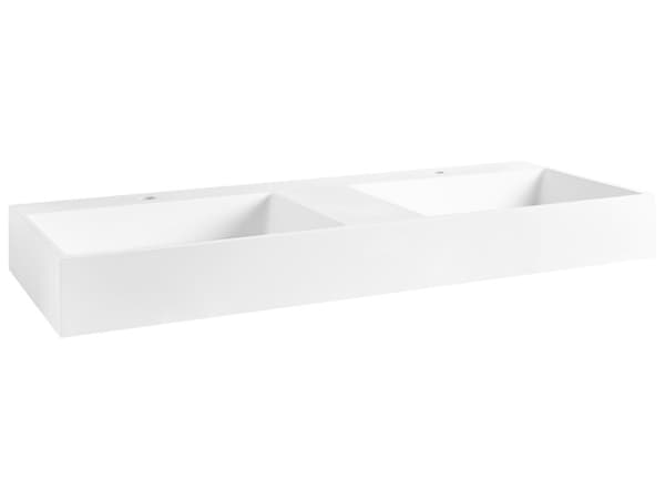 Badeværelseshåndvask hvid mat støbt mineral 120 x 48 cm rektangulær
