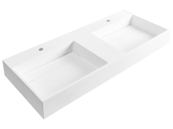 Badeværelseshåndvask hvid mat støbt mineral 120 x 48 cm rektangulær