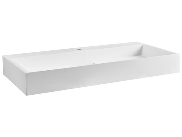 Håndvask til badeværelsesophæng hvid mat støbt mineral 90 x 46 cm rektangulær