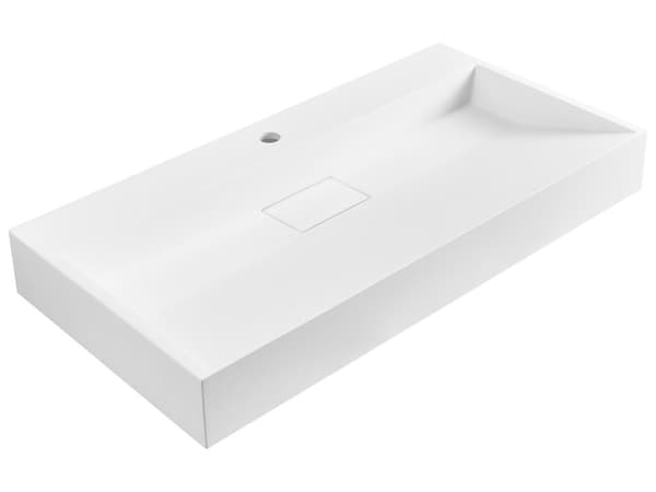 Håndvask til badeværelsesophæng hvid mat støbt mineral 90 x 46 cm rektangulær