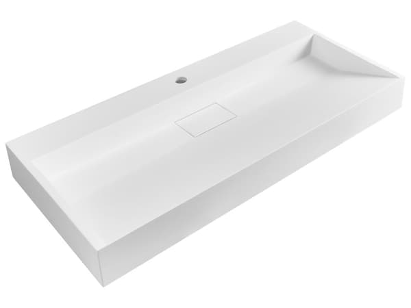 Håndvask til badeværelsesophæng hvid mat støbt mineral 100 x 46 cm rektangulær