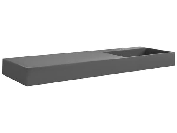 Badeværelseshåndvask sort mat støbt mineral 150 x 48 cm rektangulær