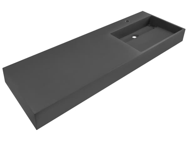 Badeværelseshåndvask sort mat støbt mineral 150 x 48 cm rektangulær