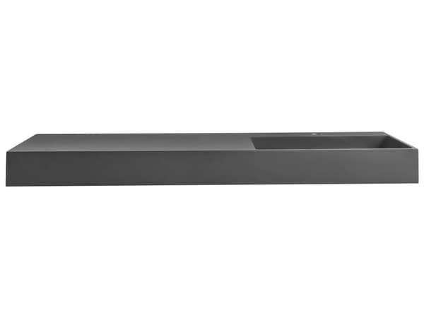 Badeværelseshåndvask sort mat støbt mineral 150 x 48 cm rektangulær