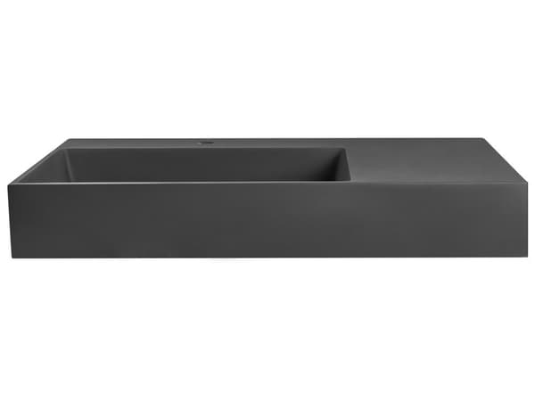 Badeværelseshåndvask sort mat støbt mineral 90 x 48 cm rektangulær