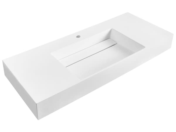 Badeværelseshåndvask hvid mat støbt mineral 120 x 48 cm rektangulær