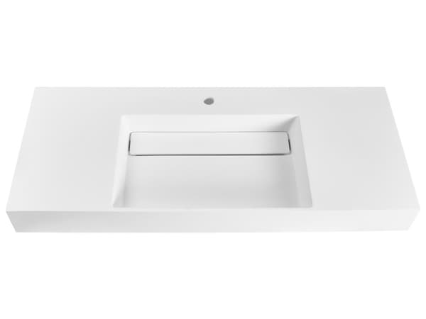 Badeværelseshåndvask hvid mat støbt mineral 120 x 48 cm rektangulær