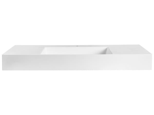 Badeværelseshåndvask hvid mat støbt mineral 120 x 48 cm rektangulær
