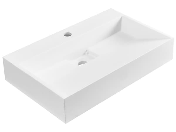 Håndvask til badeværelsesophæng hvid mat støbt mineral 60 x 38 cm rektangulær