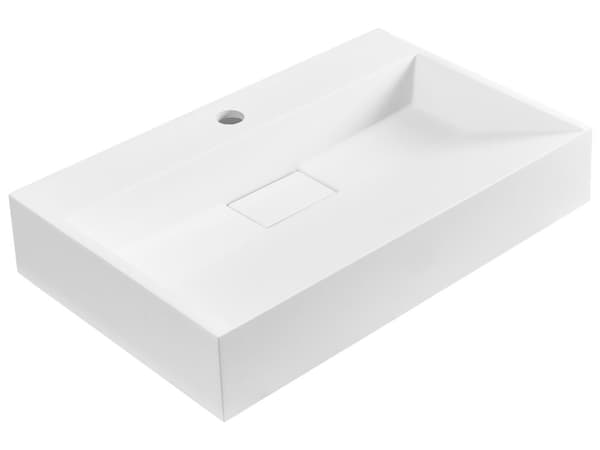 Håndvask til badeværelsesophæng hvid mat støbt mineral 60 x 38 cm rektangulær