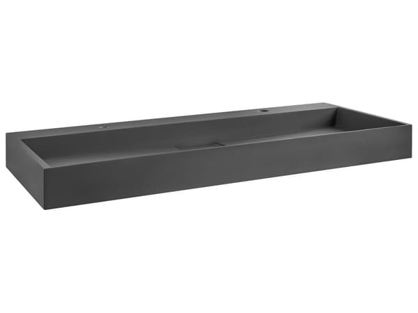 Dobbelt Håndvask til badeværelsesophæng sort mat støbt mineral 120 x 46 cm rektangulær
