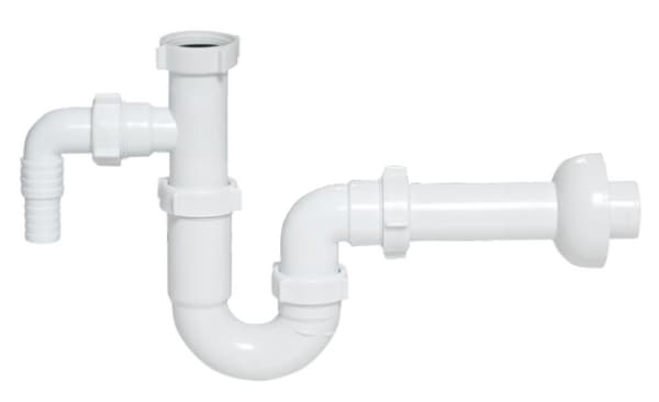 5/4"" mm rørformet håndvasksifon, 32 mm afløb, med afløb til vaskemaskine/opvaskemaskine