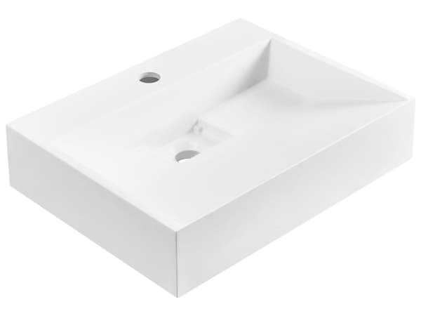 Vegghengt servant Hvit Mineralstøpt 50 x 38 cm Matt finish Rektangulær form Moderne design Baderom Vask
