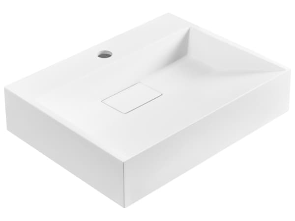 Vegghengt servant Hvit Mineralstøpt 50 x 38 cm Matt finish Rektangulær form Moderne design Baderom Vask