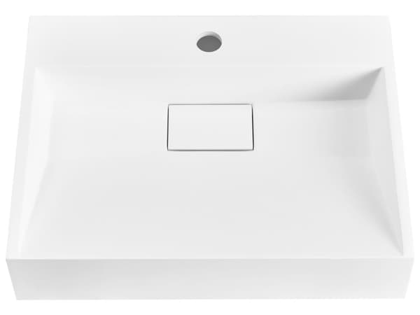 Vegghengt servant Hvit Mineralstøpt 50 x 38 cm Matt finish Rektangulær form Moderne design Baderom Vask