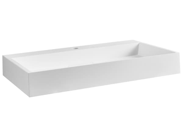 Vegghengt servant Hvit Mineralstøpt 80 x 46 cm Matt finish Rektangulær form Moderne design Baderom Vask