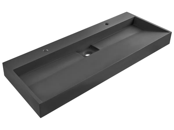 Vegghengt dobbel servant Svart Mineralstøpt 120 x 46 cm Matt finish Rektangulær form Moderne design Baderom Vask
