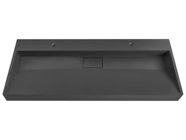 Vegghengt dobbel servant Svart Mineralstøpt 120 x 46 cm Matt finish Rektangulær form Moderne design Baderom Vask