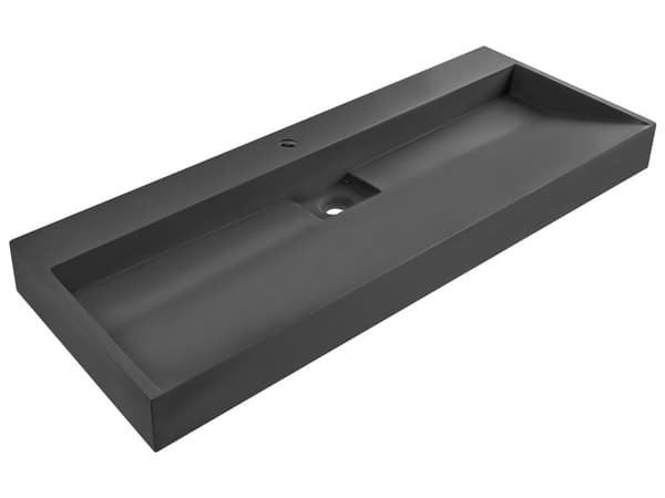 Vegghengt servant Svart Mineralstøpt 120 x 46 cm Matt finish Rektangulær form Moderne design Baderom Vask