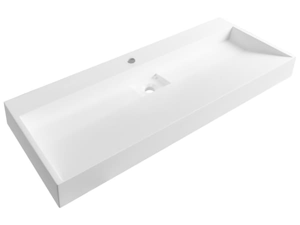 Vegghengt servant Hvit Mineralstøpt 120 x 46 cm Matt finish Rektangulær form Moderne design Baderom Vask