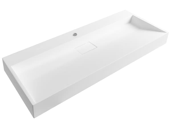 Vegghengt servant Hvit Mineralstøpt 120 x 46 cm Matt finish Rektangulær form Moderne design Baderom Vask