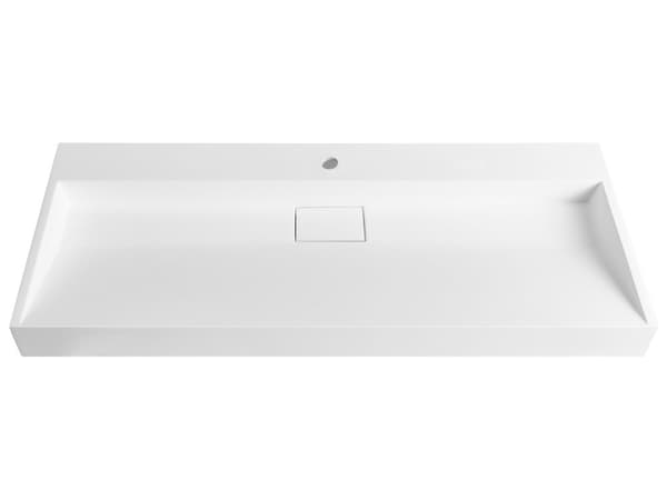 Vegghengt servant Hvit Mineralstøpt 120 x 46 cm Matt finish Rektangulær form Moderne design Baderom Vask