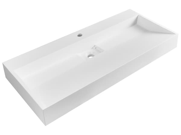 Vegghengt servant Hvit Mineralstøpt 100 x 46 cm Matt finish Rektangulær form Moderne design Baderom Vask