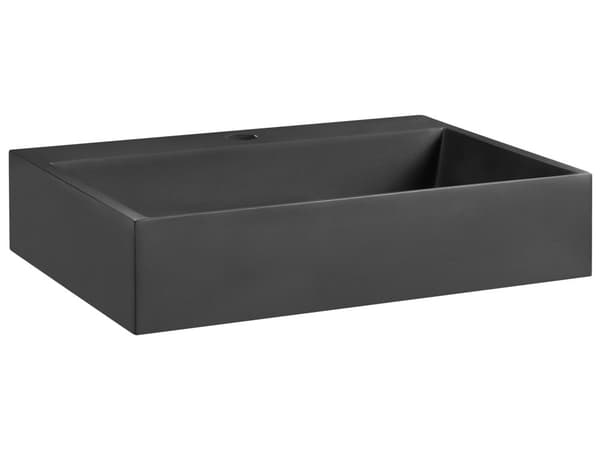 Vegghengt servant Svart Mineralstøpt 50 x 38 cm Matt finish Rektangulær form Moderne design Baderom Vask