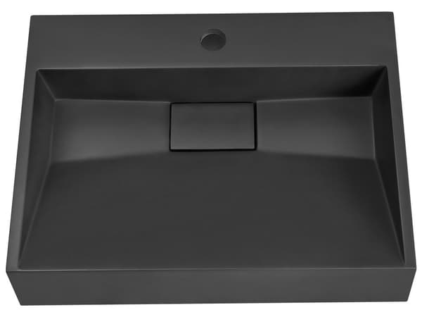 Vegghengt servant Svart Mineralstøpt 50 x 38 cm Matt finish Rektangulær form Moderne design Baderom Vask