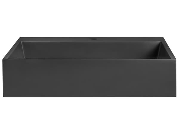 Vegghengt servant Svart Mineralstøpt 50 x 38 cm Matt finish Rektangulær form Moderne design Baderom Vask