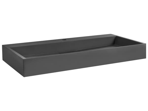 Vegghengt servant Svart Mineralstøpt 90 x 46 cm Matt finish Rektangulær form Moderne design Baderom Vask
