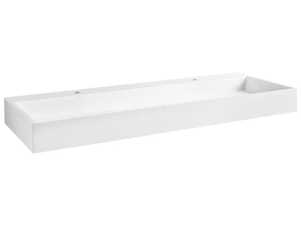 Vegghengt dobbel servant Hvit Mineralstøpt 120 x 46 cm Matt finish Rektangulær form Moderne design Baderom Vask