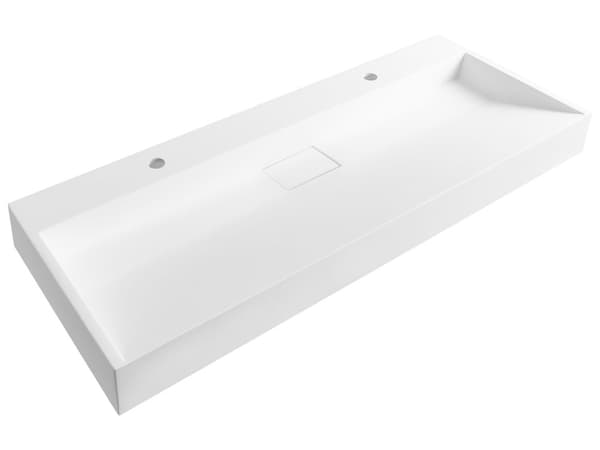 Vegghengt dobbel servant Hvit Mineralstøpt 120 x 46 cm Matt finish Rektangulær form Moderne design Baderom Vask