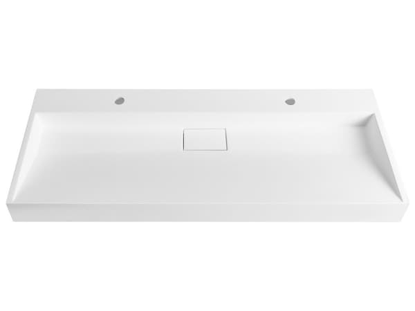 Vegghengt dobbel servant Hvit Mineralstøpt 120 x 46 cm Matt finish Rektangulær form Moderne design Baderom Vask