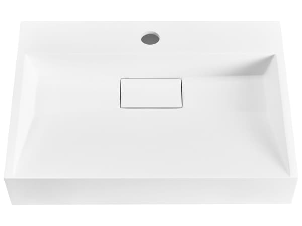 Vegghengt servant Hvit Mineralstøpt 60 x 38 cm Matt finish Rektangulær form Moderne design Baderom Vask