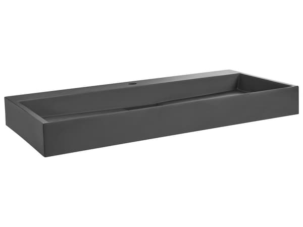 Vegghengt servant Svart Mineralstøpt 100 x 46 cm Matt finish Rektangulær form Moderne design Baderom Vask