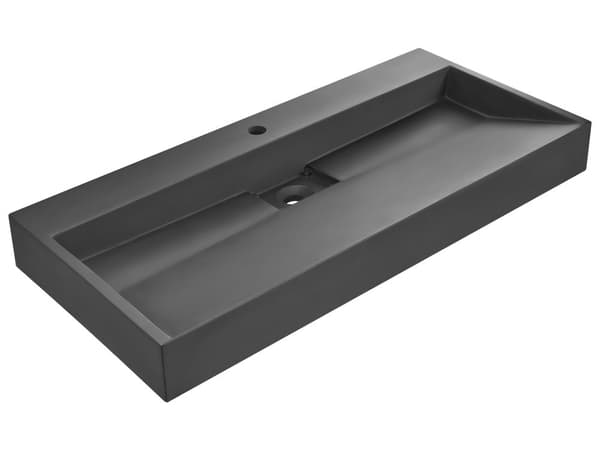 Vegghengt servant Svart Mineralstøpt 100 x 46 cm Matt finish Rektangulær form Moderne design Baderom Vask