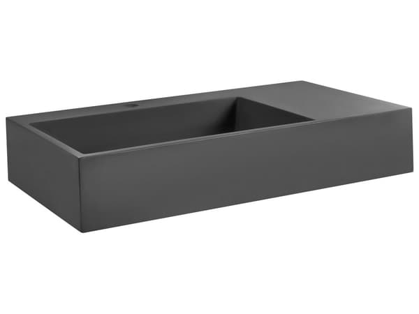Hallhengt Servant Svart Matt Finish Mineralstøpt 75 x 43 cm Rektangulær Baderomsvask