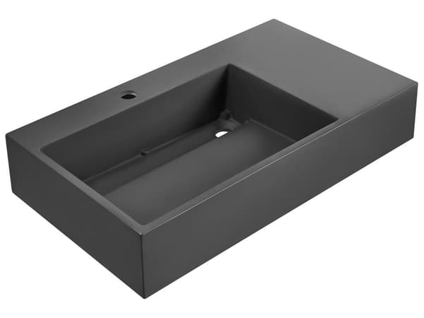 Hallhengt Servant Svart Matt Finish Mineralstøpt 75 x 43 cm Rektangulær Baderomsvask
