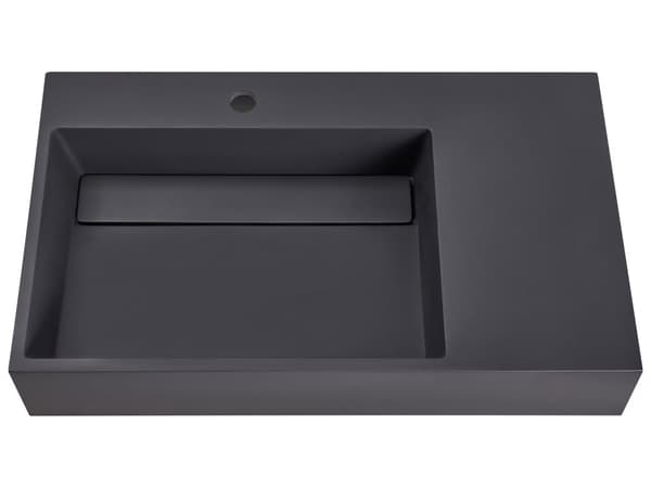 Hallhengt Servant Svart Matt Finish Mineralstøpt 75 x 43 cm Rektangulær Baderomsvask