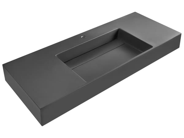 Hallhengt Servant Svart Matt Finish Mineralstøpt 120 x 48 cm Rektangulær Baderomsvask