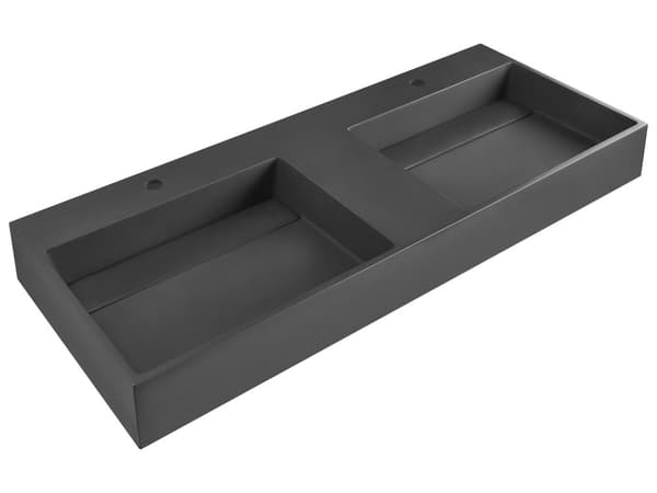 Dobbelt Servant Svart Matt Finish Mineralstøpt 120 x 48 cm Rektangulær Baderomsvask