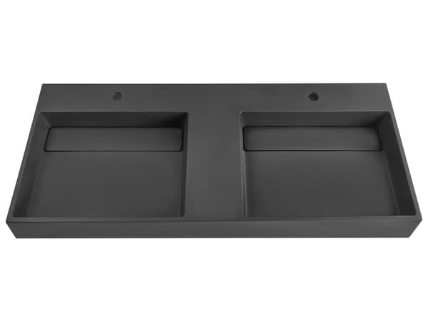 Dobbelt Servant Svart Matt Finish Mineralstøpt 120 x 48 cm Rektangulær Baderomsvask