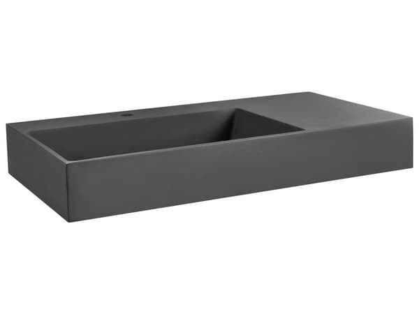 Hallhengt Servant Svart Matt Finish Mineralstøpt 90 x 48 cm Rektangulær Baderomsvask