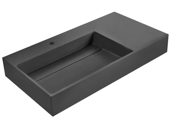 Hallhengt Servant Svart Matt Finish Mineralstøpt 90 x 48 cm Rektangulær Baderomsvask