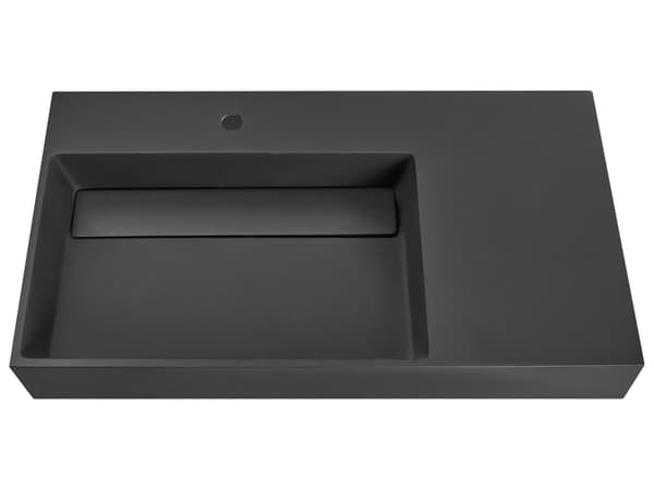 Hallhengt Servant Svart Matt Finish Mineralstøpt 90 x 48 cm Rektangulær Baderomsvask
