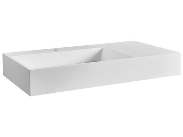 Hallhengt Servant Hvit Matt Finish Mineralstøpt 90 x 48 cm Rektangulær Baderomsvask