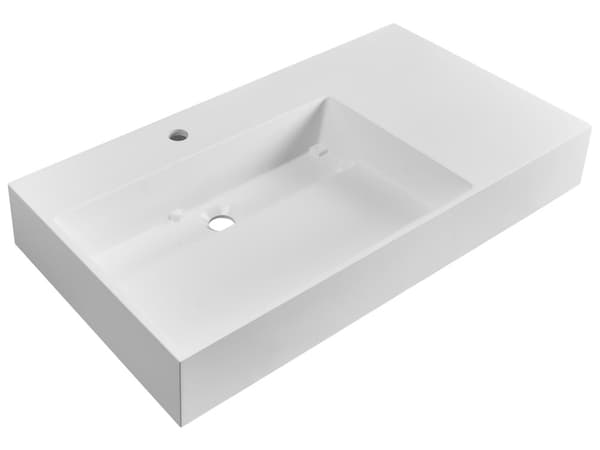 Hallhengt Servant Hvit Matt Finish Mineralstøpt 90 x 48 cm Rektangulær Baderomsvask